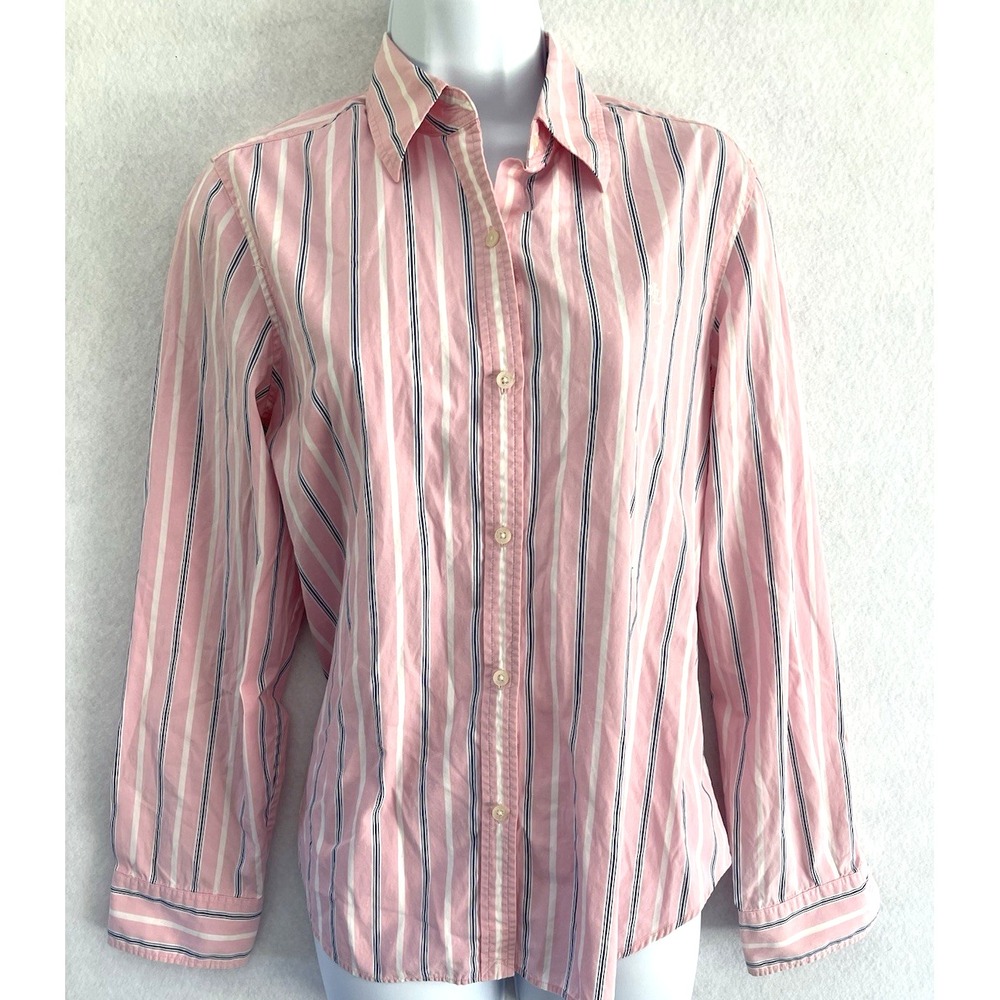 Ralph Lauren Pink Striped Classic Preppy Ivy League Top M Old Money Coastal